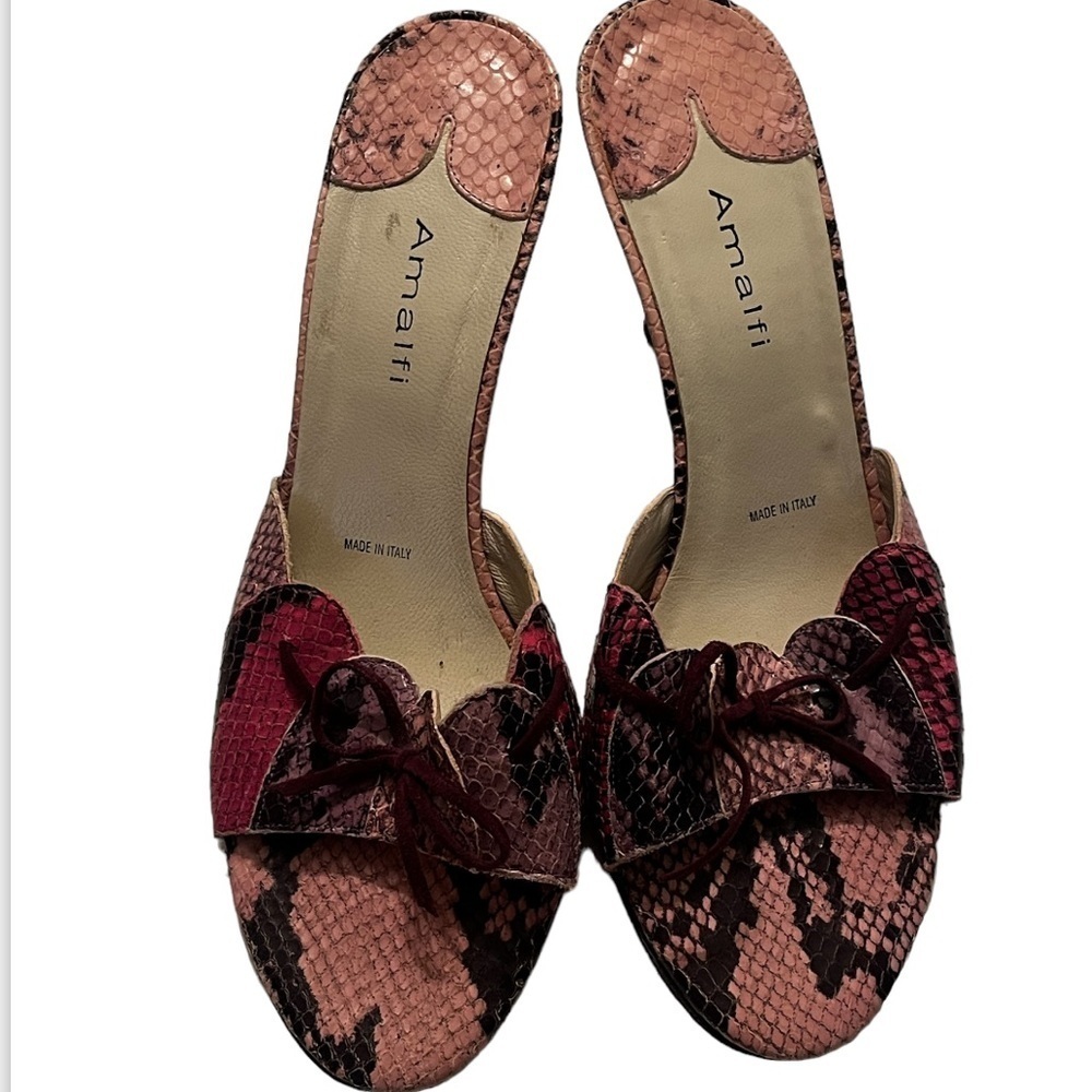Amalfi By Rangoni 8.5 Snake Print Pink Made in Italy Women
